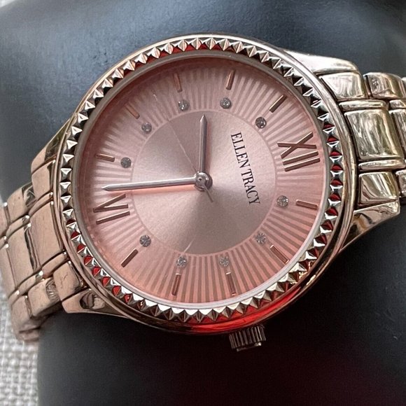 Ellen Tracy Women Wristwatch Rose Gold Tone Analog Quartz Watch - Picture 2 of 12